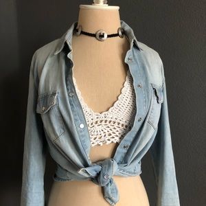 Peppermint White Crochet Bikini Triangle Top